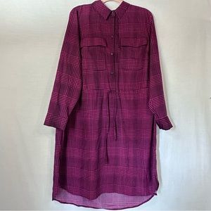 EVRI Houndstooth Purple Black Drawstring Dress 1X